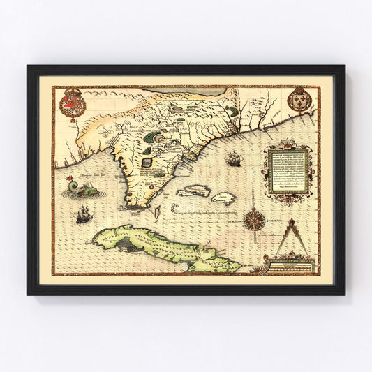 Vintage Map of Florida 1591