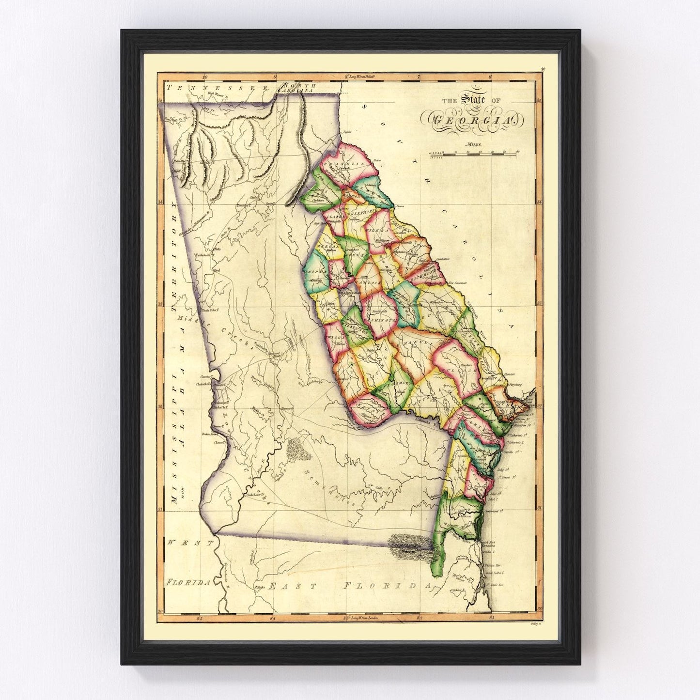 Vintage Map of Georgia 1810