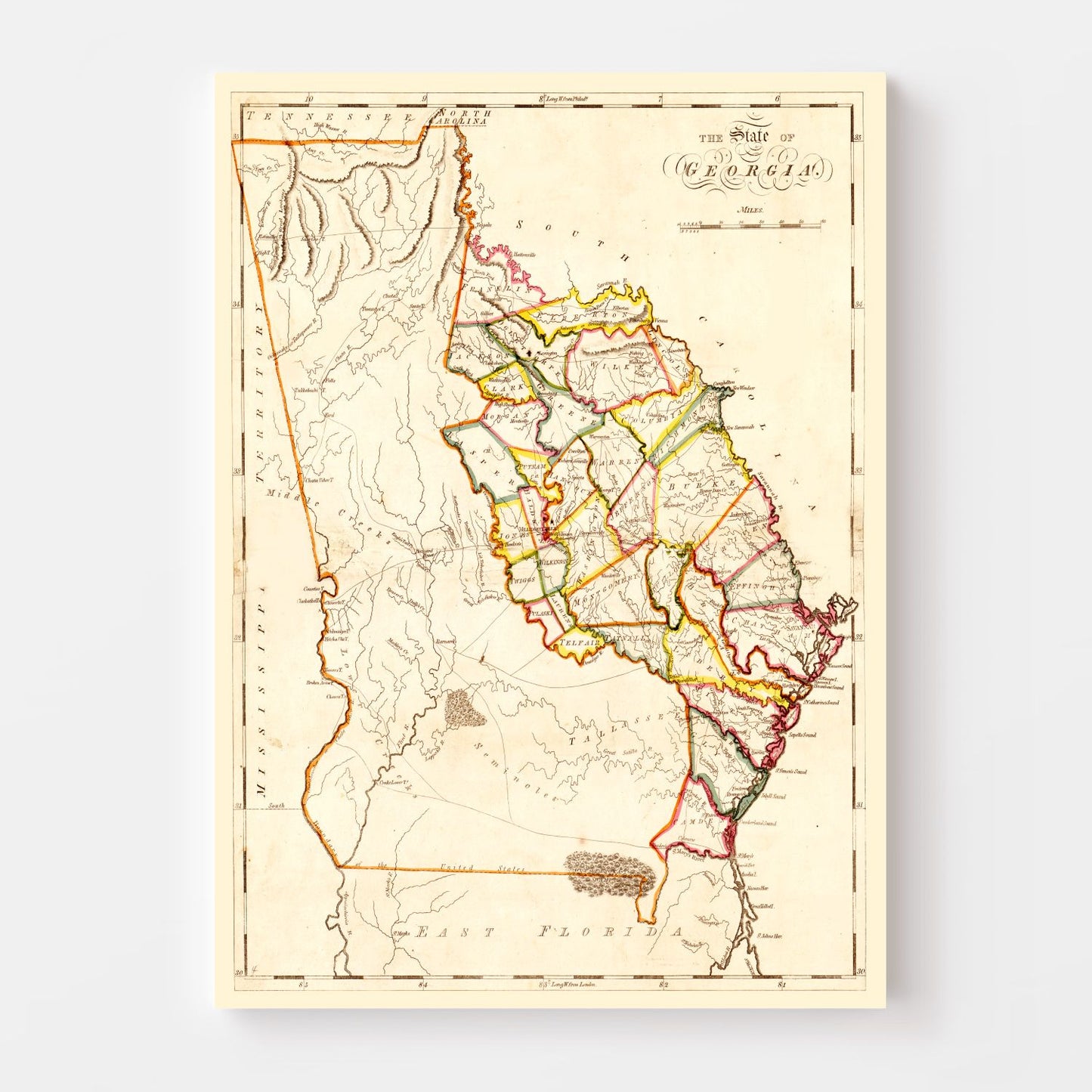 Vintage Map of Georgia 1818