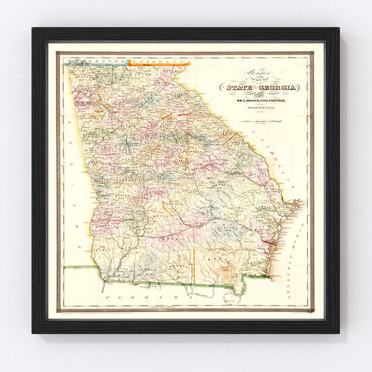 Vintage Map of Georgia 1848