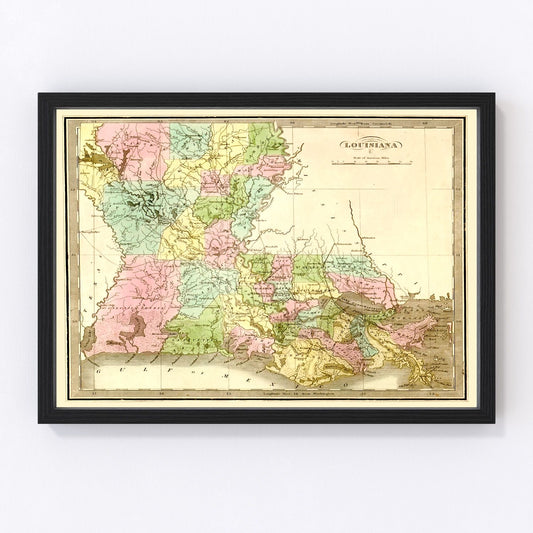 Vintage Map of Louisiana 1848