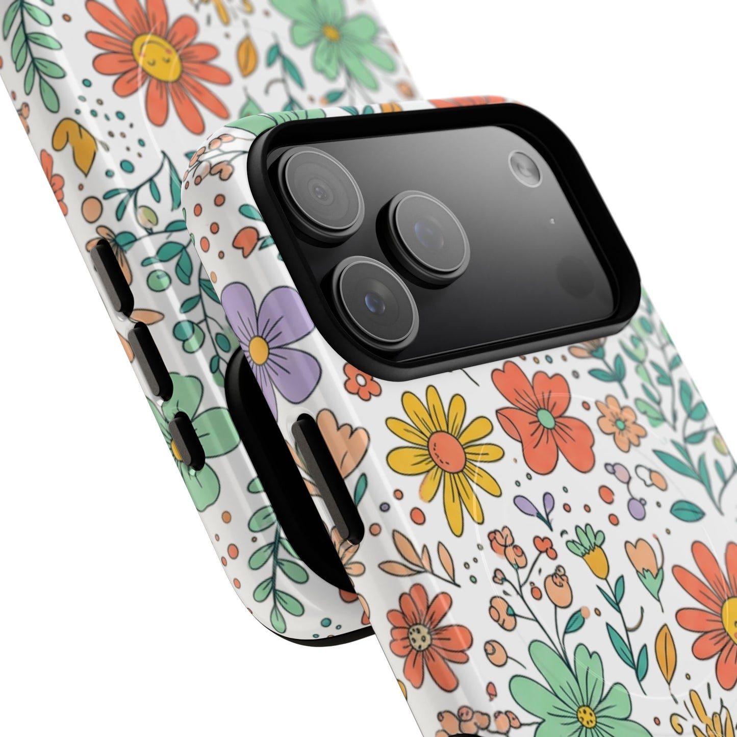 Floral Doodle Tough Magnetic Phone Case – Colorful Wildflower Protection