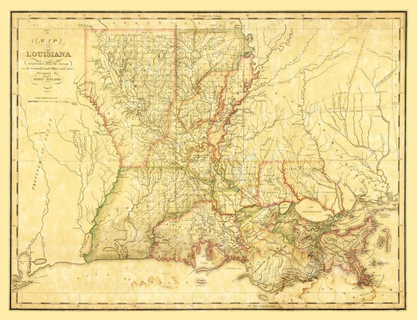 Vintage Map of Louisiana 1820