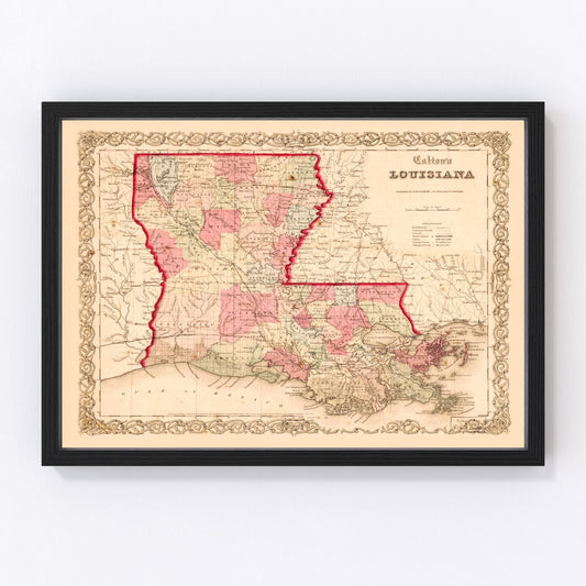 Vintage Map of Louisiana 1855