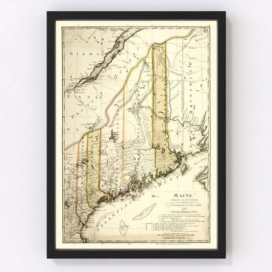 Vintage Map of Maine 1798