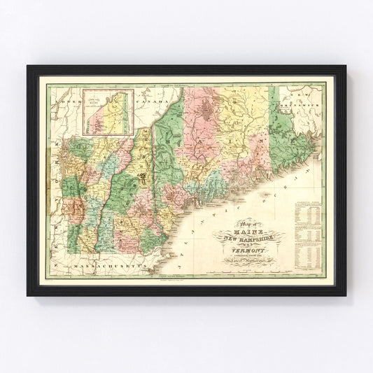 Vintage Map of Maine 1826
