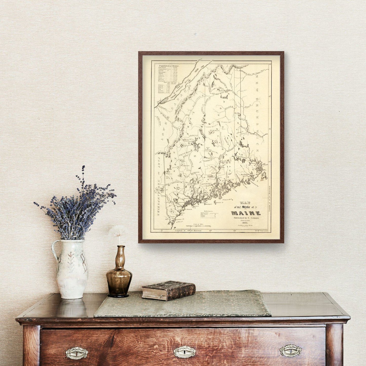 Vintage Map of Maine 1831