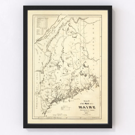 Vintage Map of Maine 1831