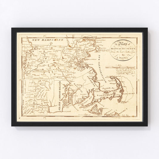 Vintage Map of Massachusetts 1796