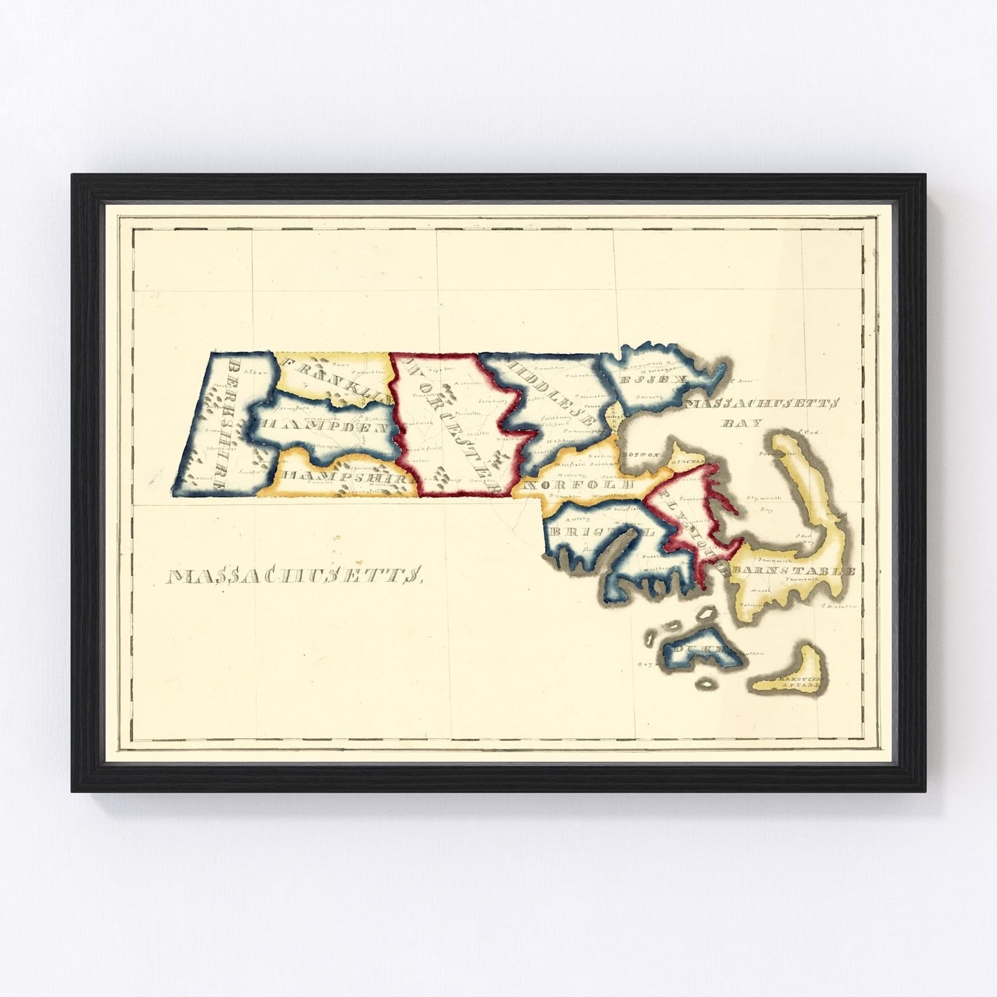 Vintage Map of Massachusetts 1820