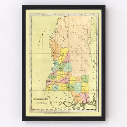 Vintage Map of Mississippi 1835