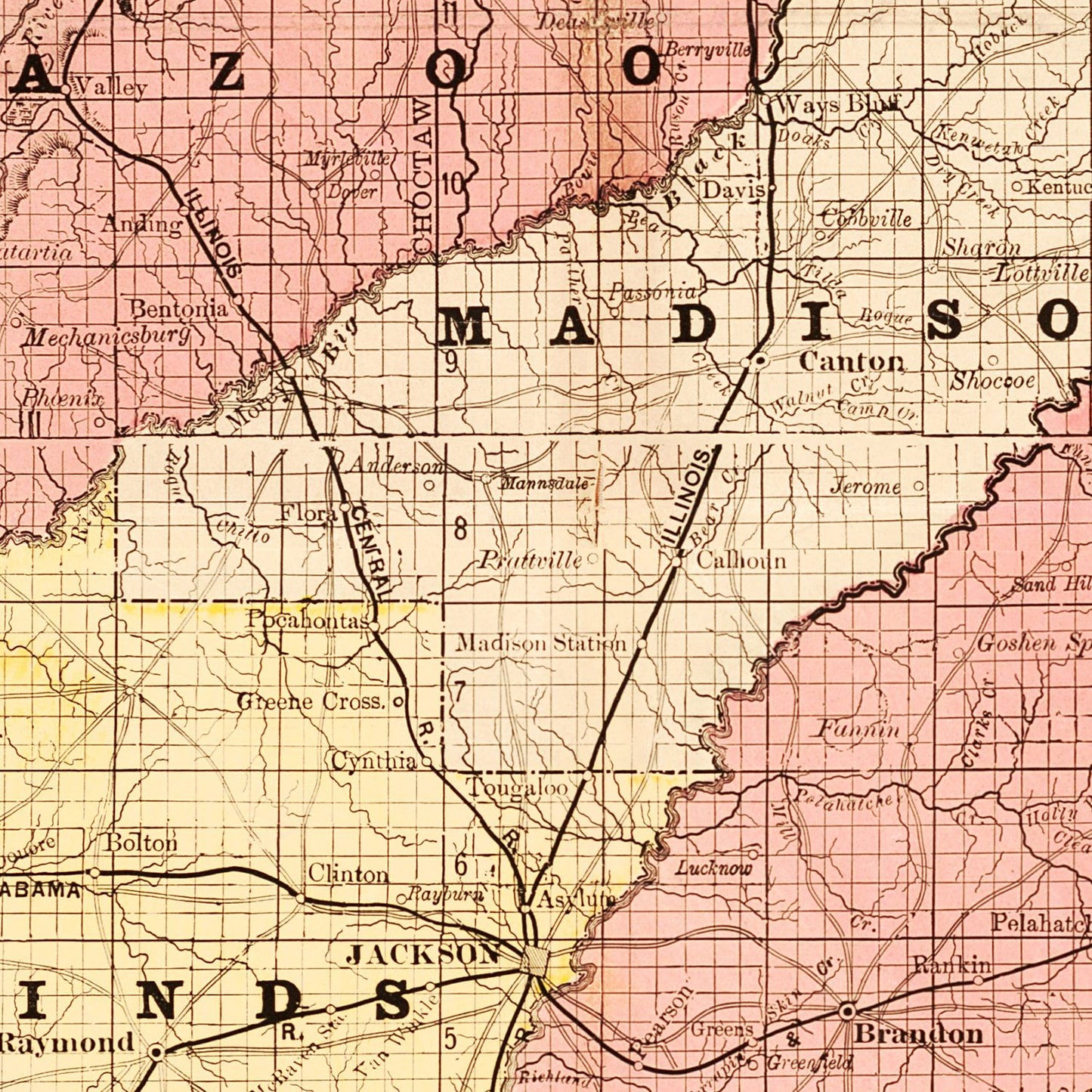 Vintage Map of Mississippi 1892