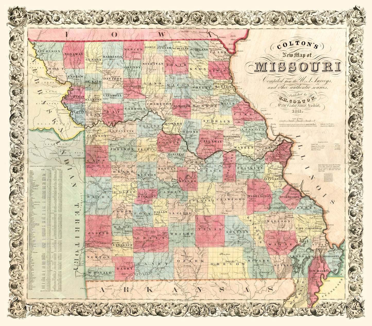 Vintage Map of Missouri 1851