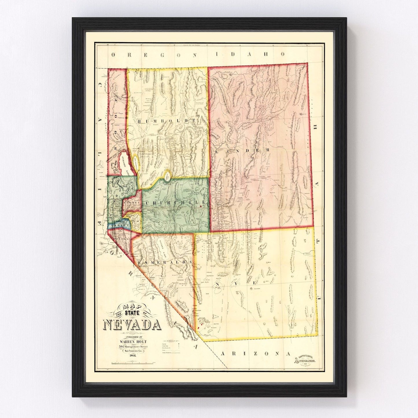Vintage Map of Nevada 1866