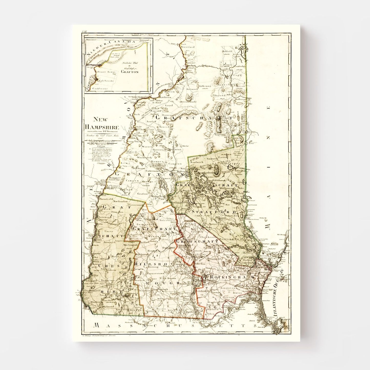 Vintage Map of New Hampshire 1796