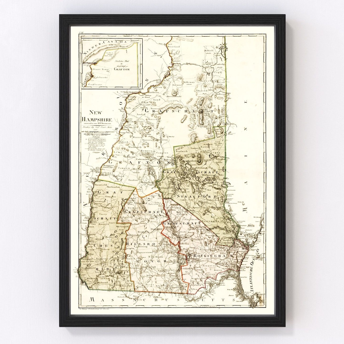 Vintage Map of New Hampshire 1796