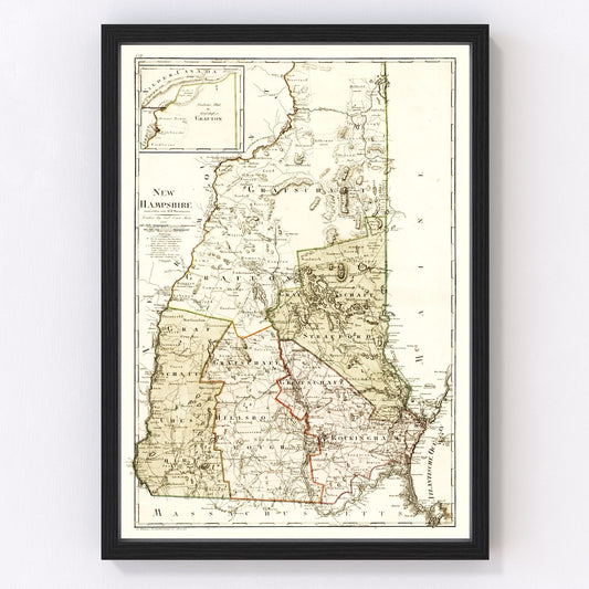 Vintage Map of New Hampshire 1796