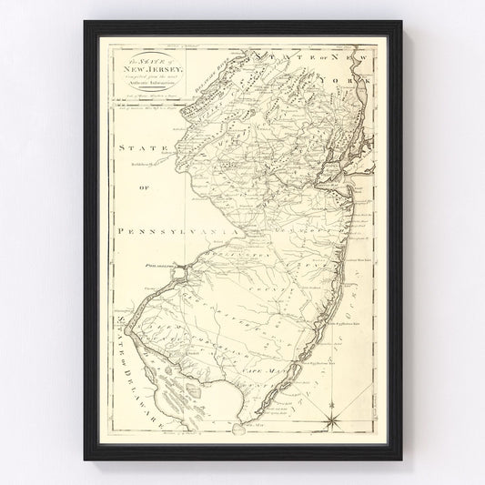 Vintage Map of New Jersey 1795