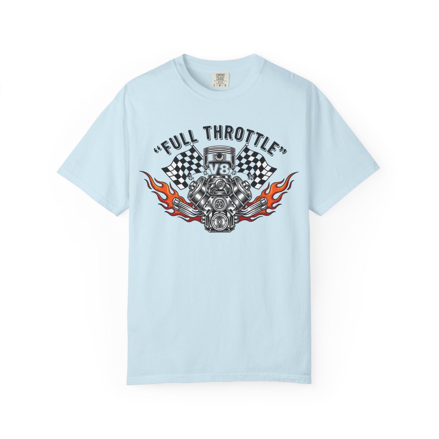 Full Throttle V8 Engine T-shirt | Racing Flags, Flames