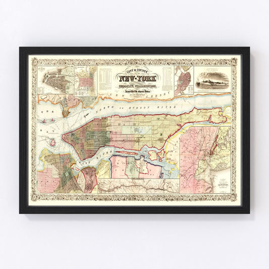 Vintage Map of New York 1857