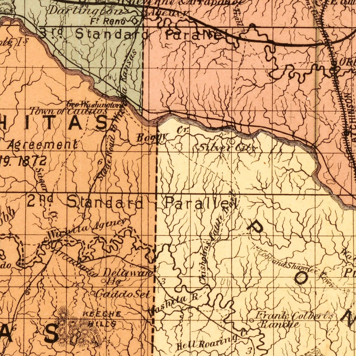 Vintage Map of Oklahoma 1889