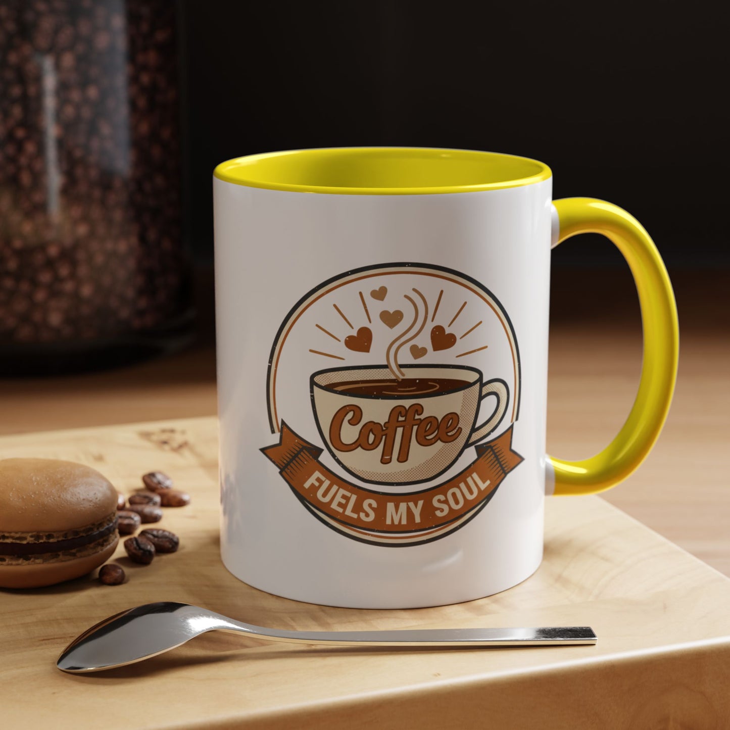 Coffee Mug - "Coffee Fuels My Soul" Accent Ceramic Mug (11/15oz)