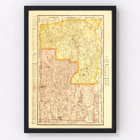 Vintage Map of Oklahoma 1895