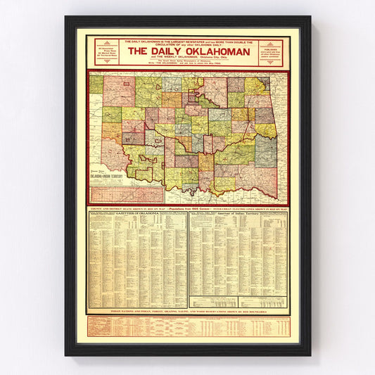 Vintage Map of Oklahoma 1905
