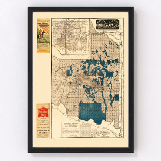 Vintage Map of Oklahoma 1890
