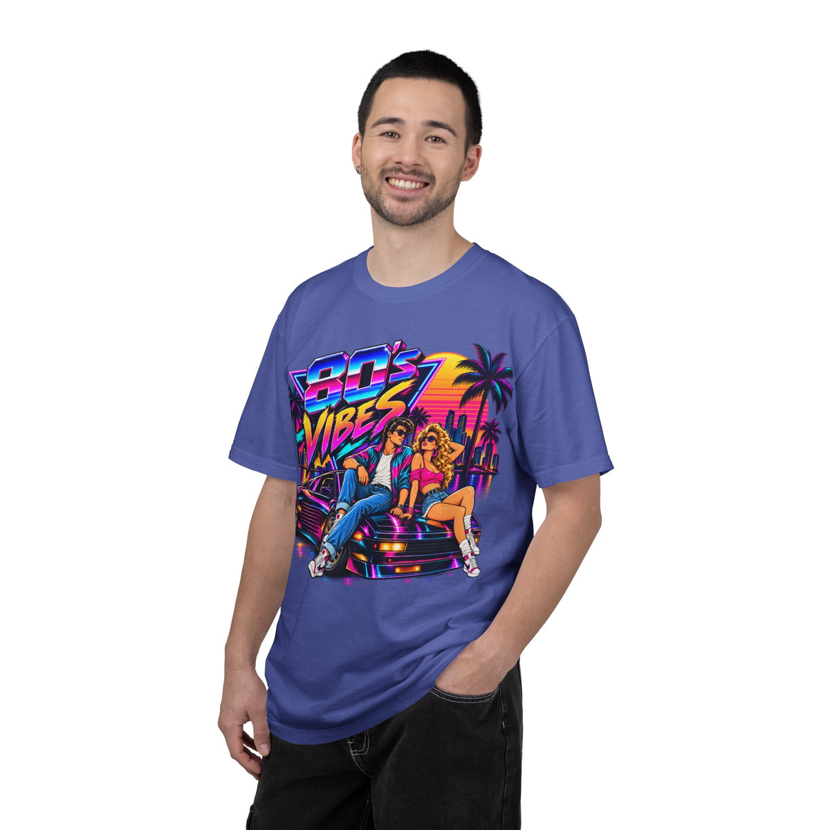 80s Vibes retro car scene T-shirt | neon palm sunset