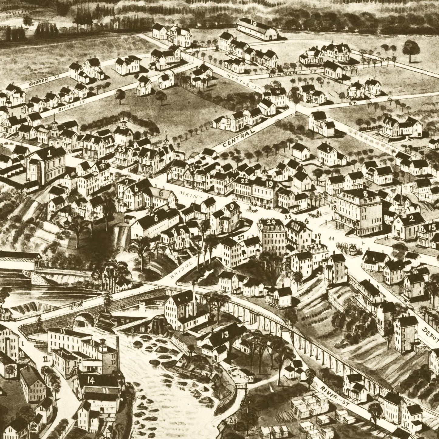 Vintage Map of Hillsborough-Bridge, New Hampshire 1884