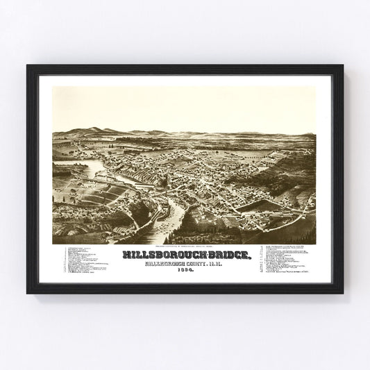 Vintage Map of Hillsborough-Bridge, New Hampshire 1884