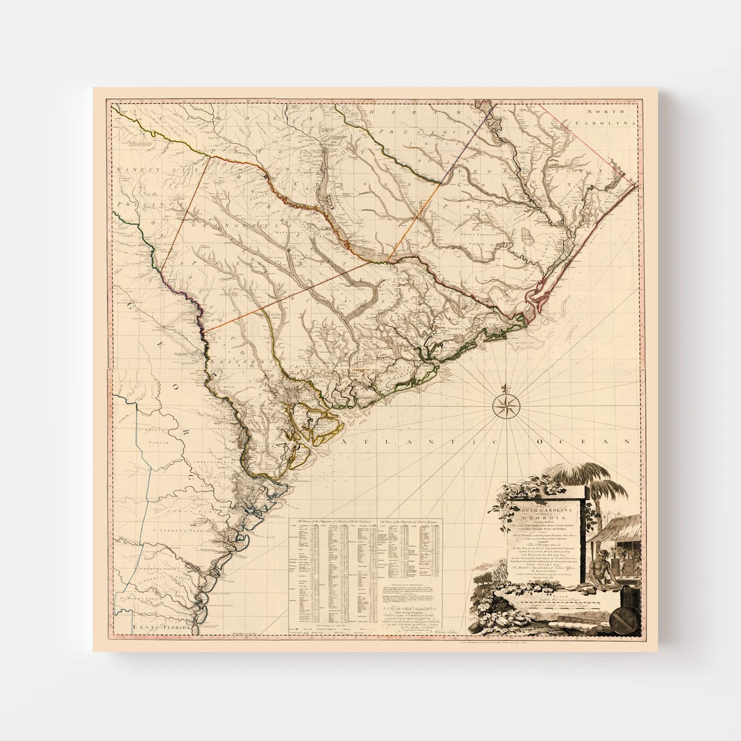 Vintage Map of South Carolina 1780