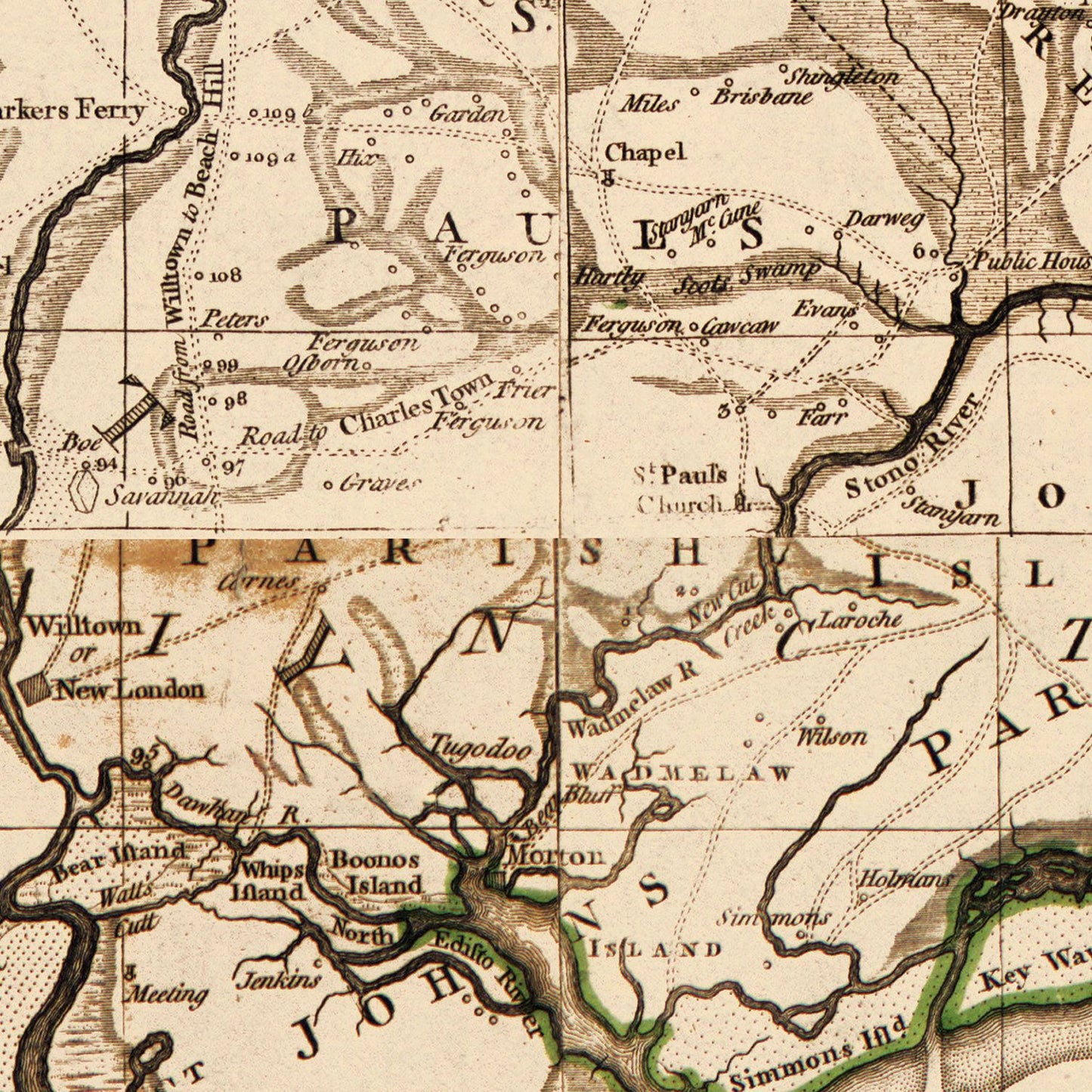 Vintage Map of South Carolina 1780