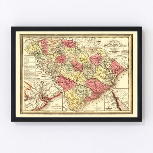 Vintage Map of South Carolina 1849