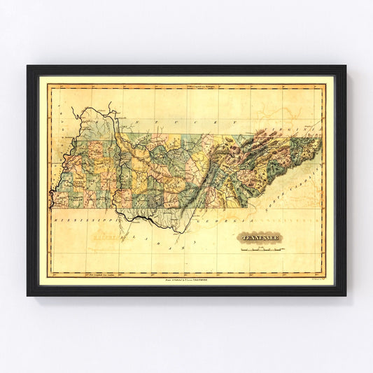 Vintage Map of Tennessee 1826