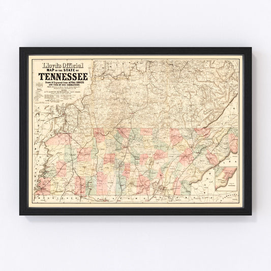 Vintage Map of Tennessee 1862