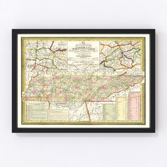Vintage Map of Tennessee 1851