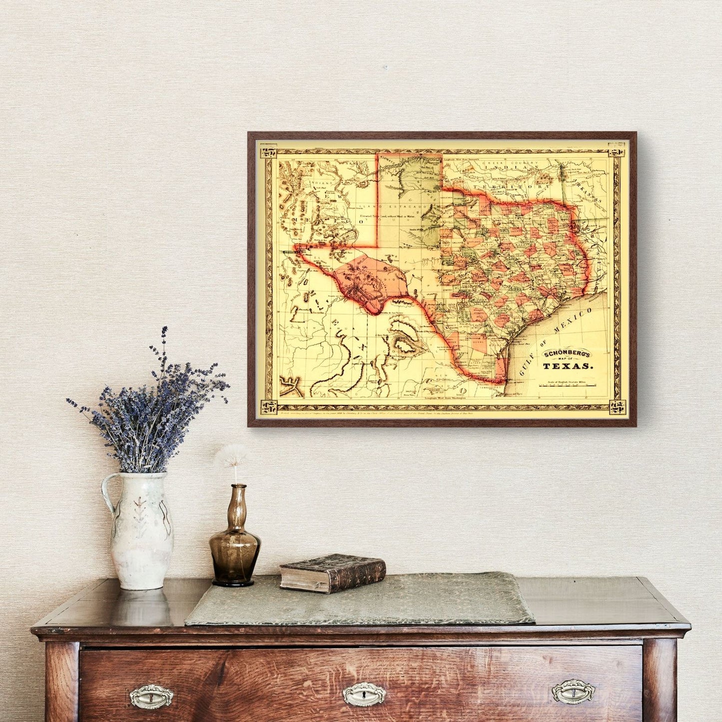 Vintage Map of Texas 1866