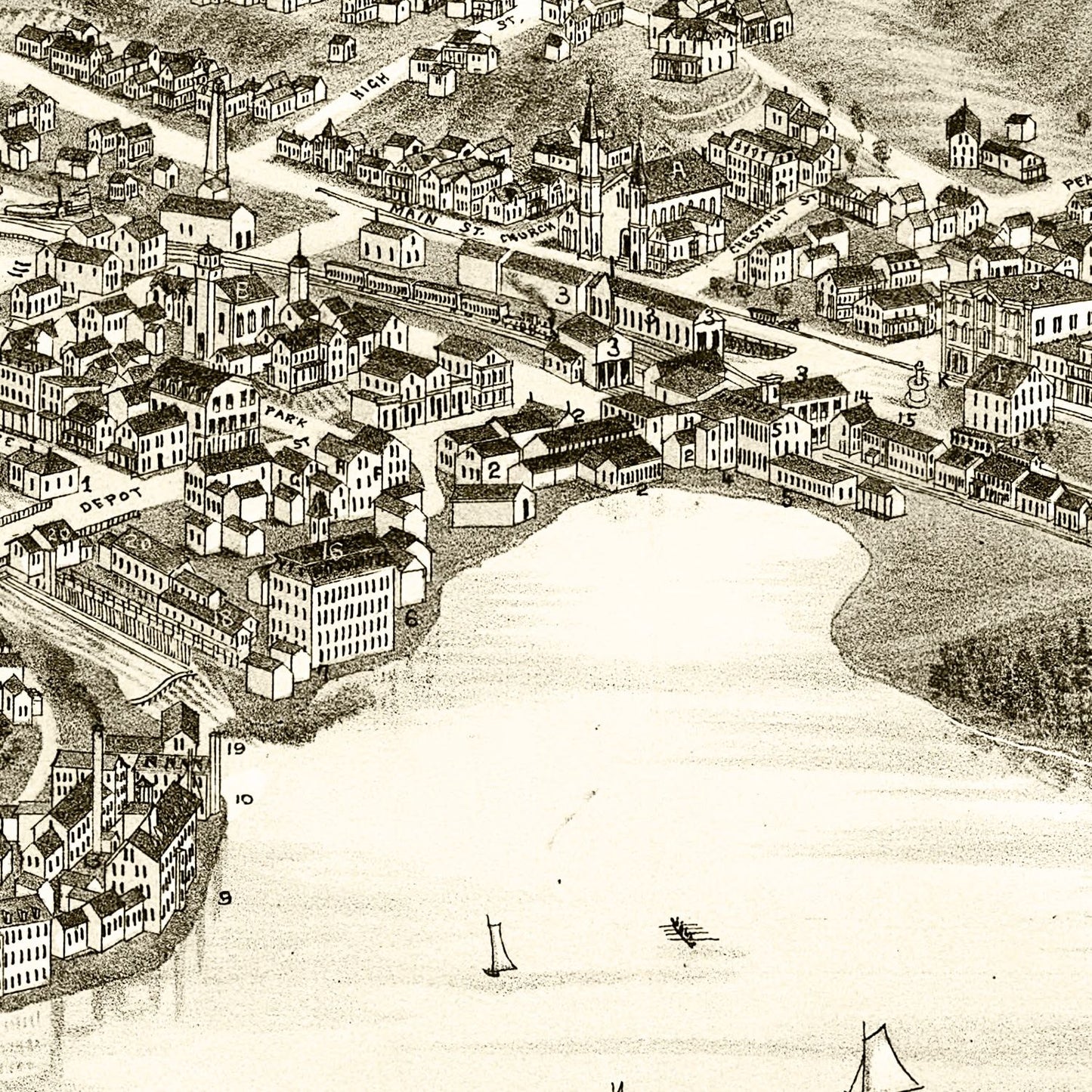 Vintage Map of Lake Village, New Hampshire 1883