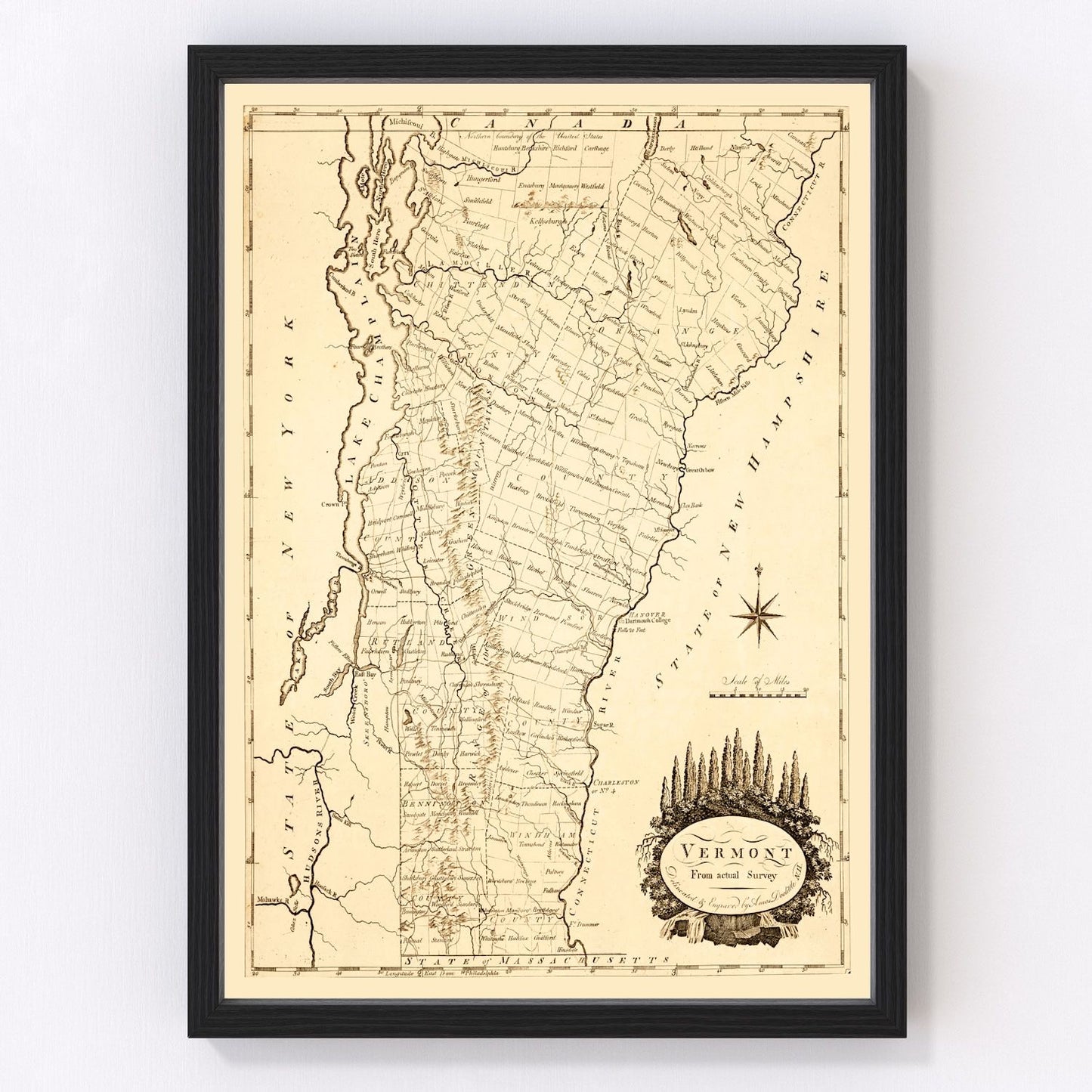 Vintage Map of Vermont 1795