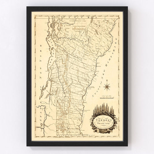 Vintage Map of Vermont 1795