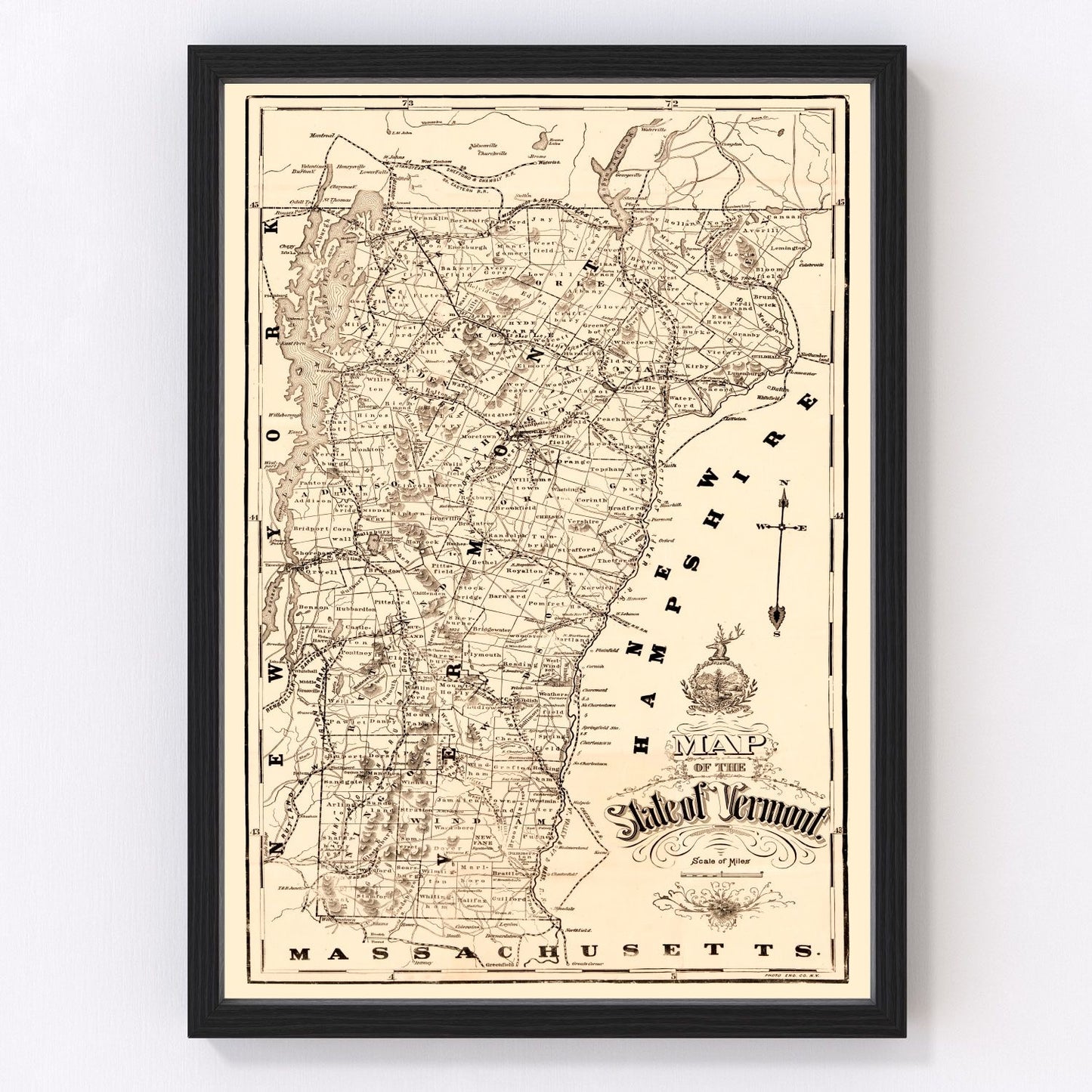 Vintage Map of Vermont 1890