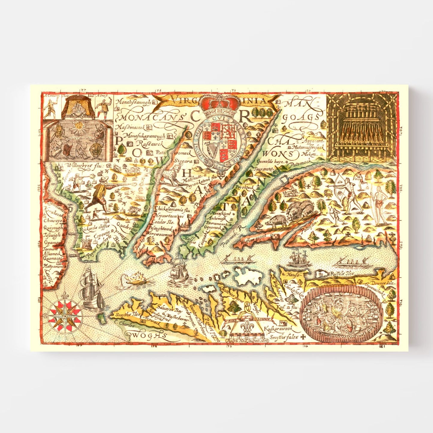 Vintage Map of Virginia 1637