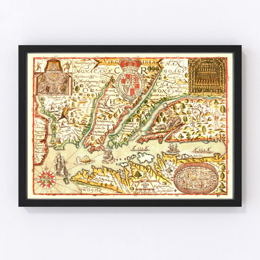 Vintage Map of Virginia 1637