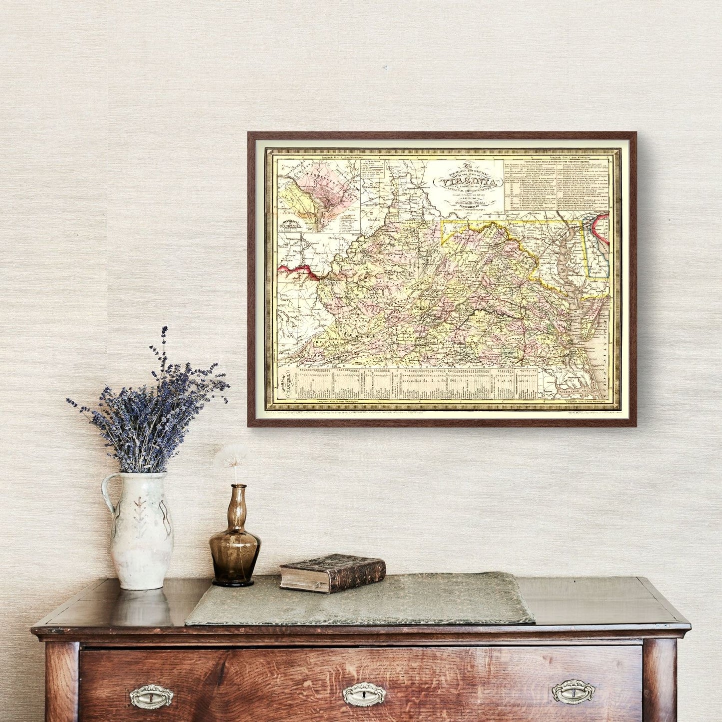 Vintage Map of Virginia 1853