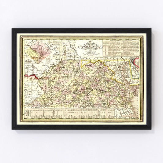 Vintage Map of Virginia 1853