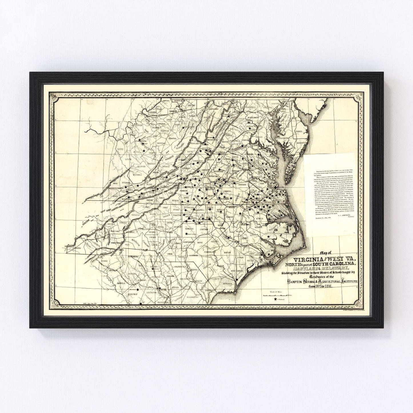 Vintage Map of Virginia 1876