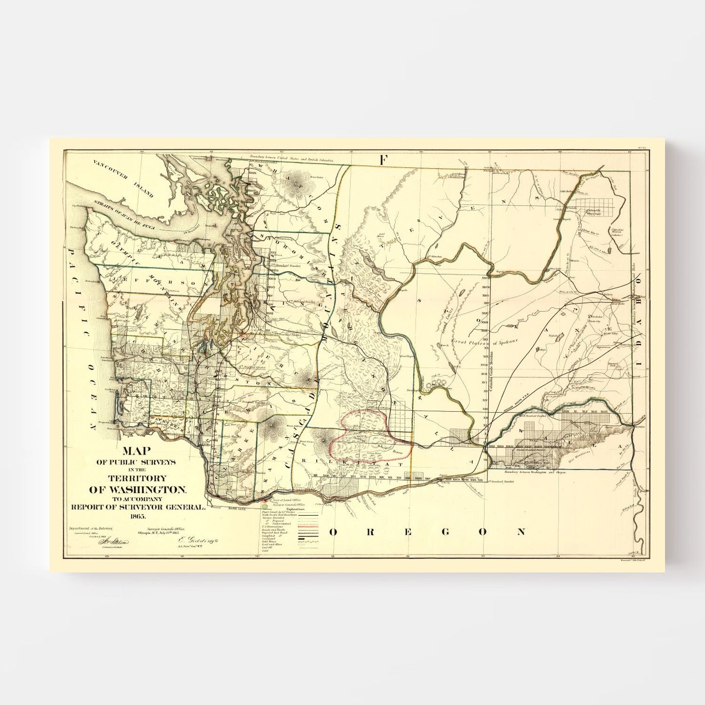 Vintage Map of Washington 1866