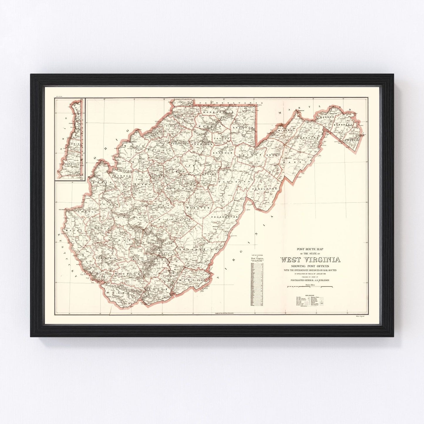 Vintage Map of West Virginia 1918